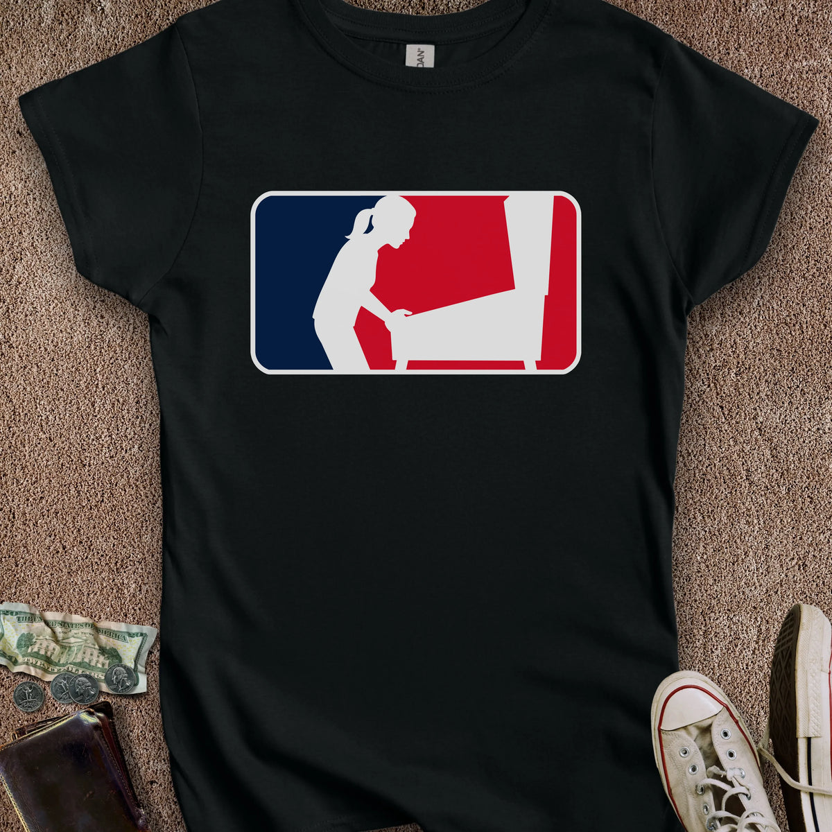 Printify T-Shirt S / Black Female Pinball Sports Logo Women's T-Shirt