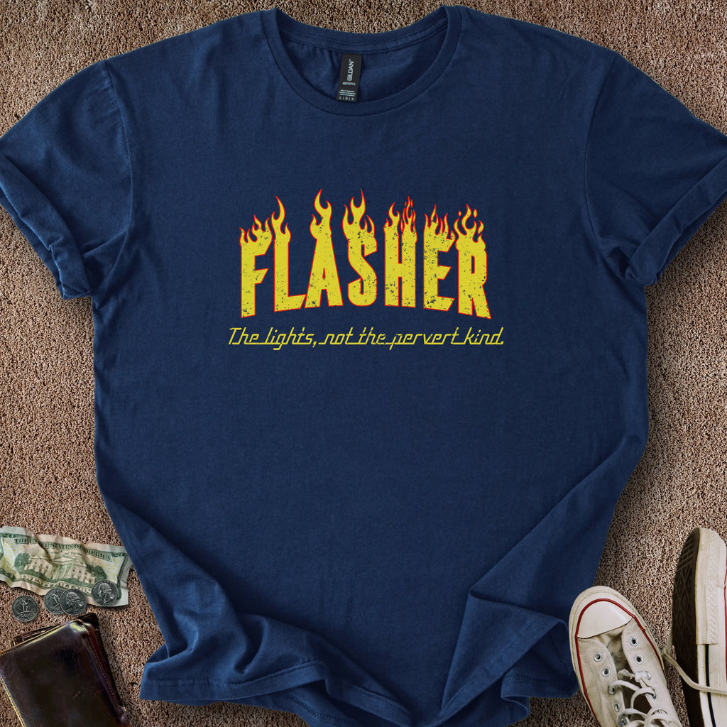Printify T-Shirt Navy / S Flasher T-Shirt