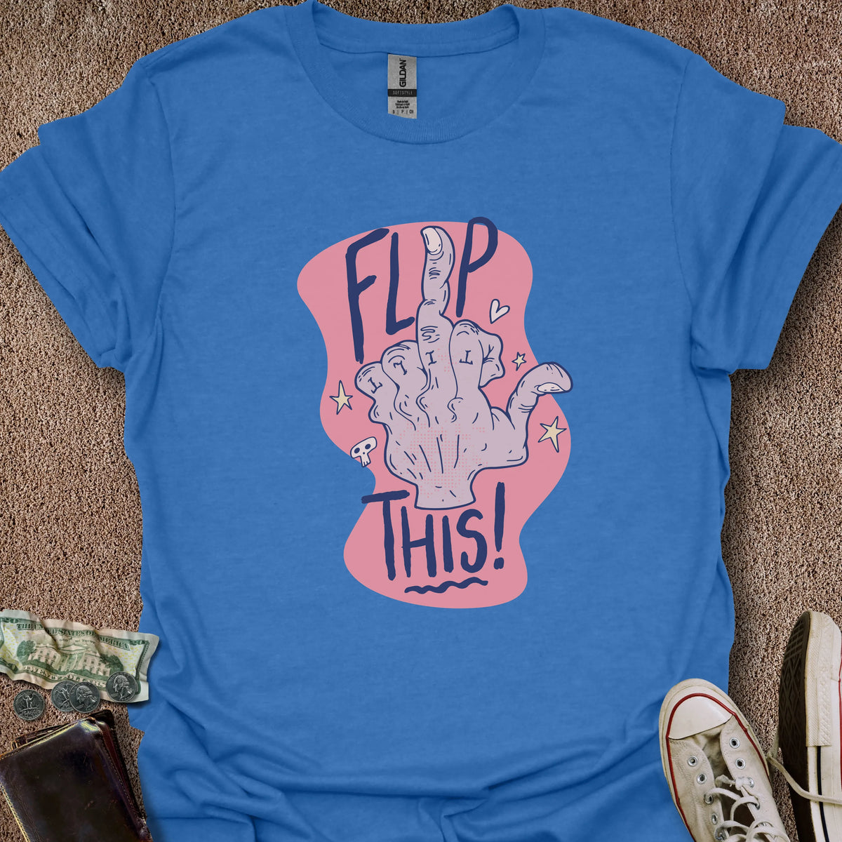 Printify T-Shirt Heather Royal / M Flip This T-Shirt
