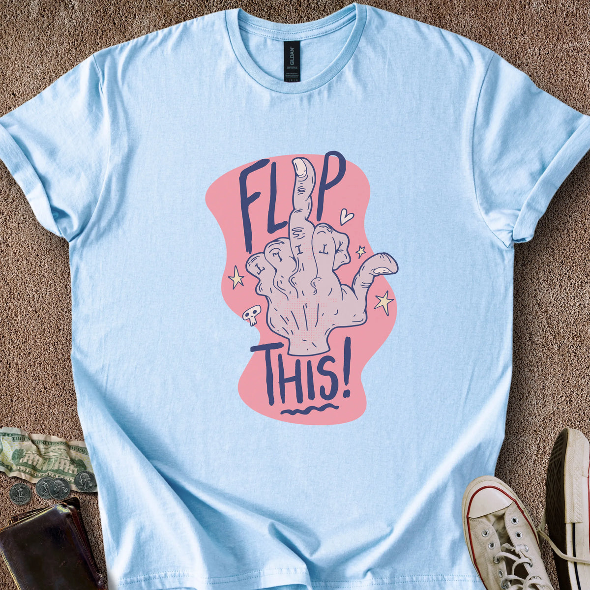 Printify T-Shirt Light Blue / M Flip This T-Shirt