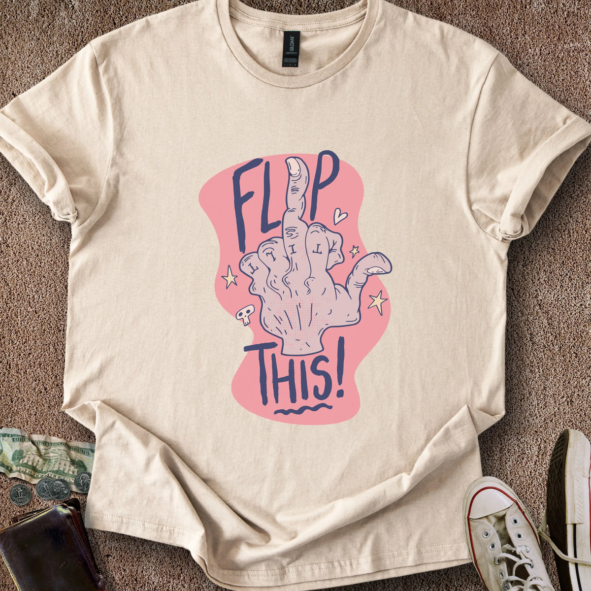 Printify T-Shirt Sand / M Flip This T-Shirt