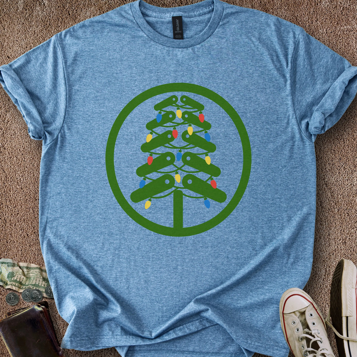 Printify T-Shirt Heather Indigo / M Flipper Christmas Tree T-Shirt