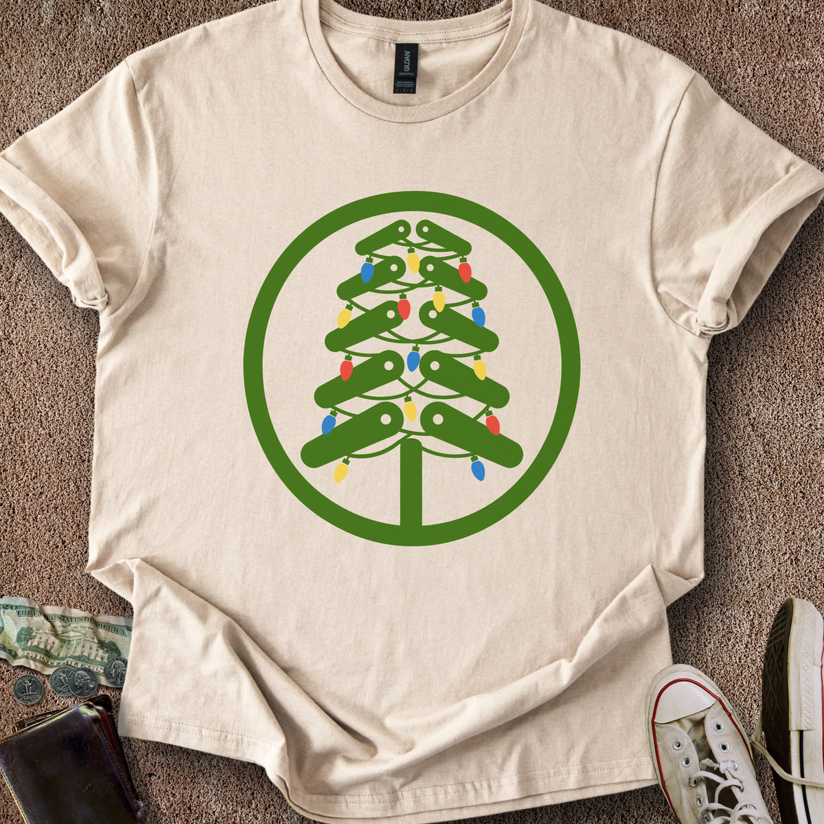 Printify T-Shirt Sand / M Flipper Christmas Tree T-Shirt