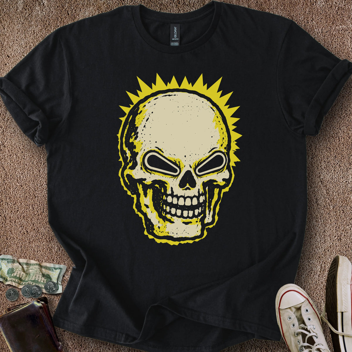 Printify T-Shirt Black / S Flipper Skull T-Shirt