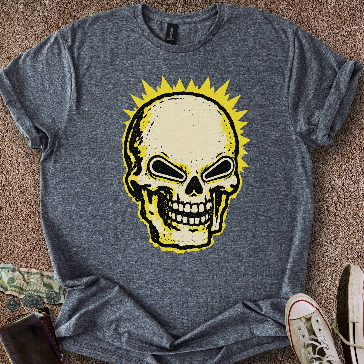 Printify T-Shirt Dark Heather / S Flipper Skull T-Shirt