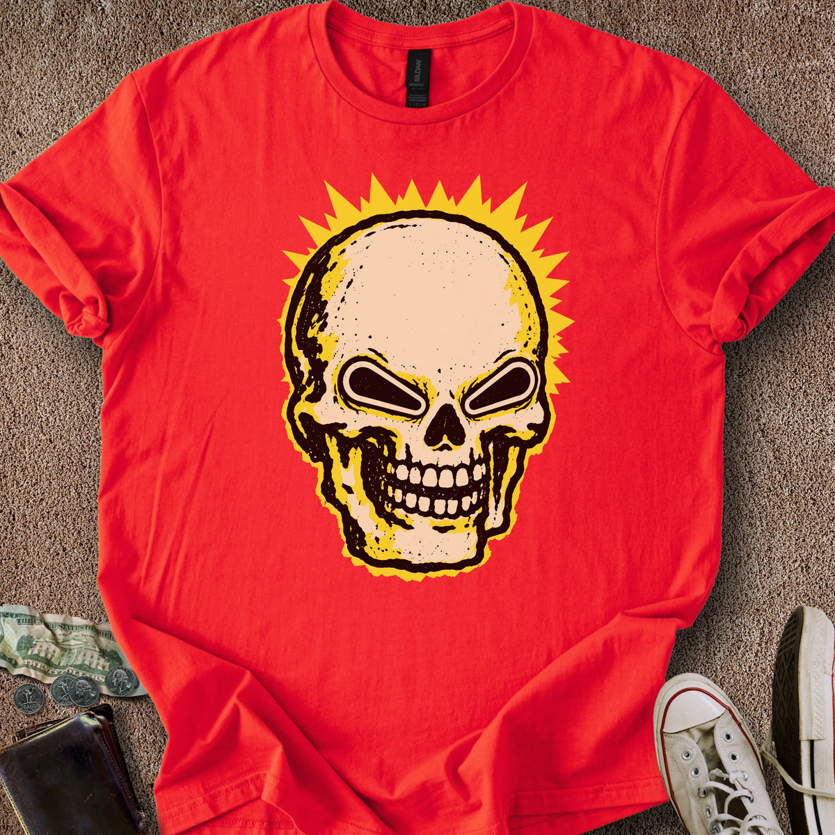 Printify T-Shirt Red / S Flipper Skull T-Shirt