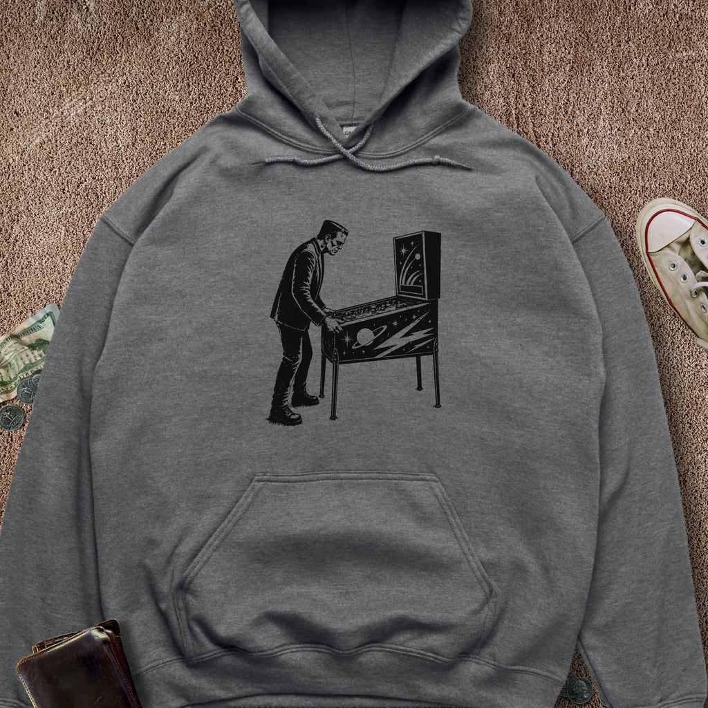 Printify Hoodie Dark Heather / S Frankenstein Playing Pinball Hoodie