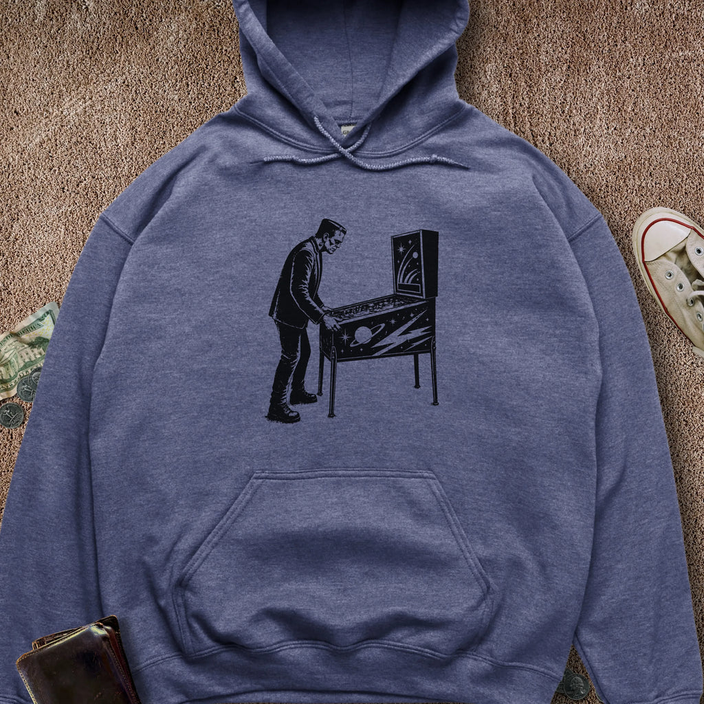 Printify Hoodie Heather Navy / S Frankenstein Playing Pinball Hoodie