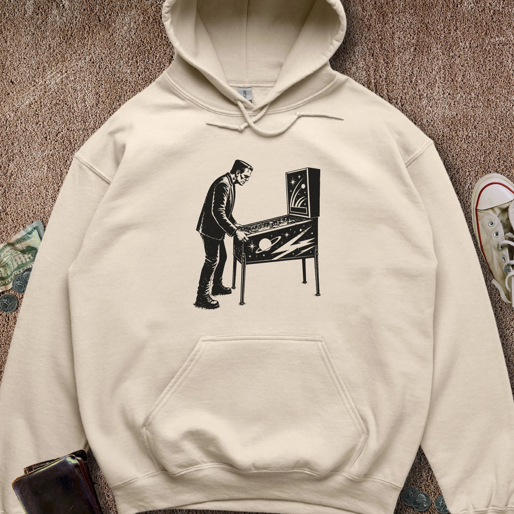 Printify Hoodie Sand / S Frankenstein Playing Pinball Hoodie