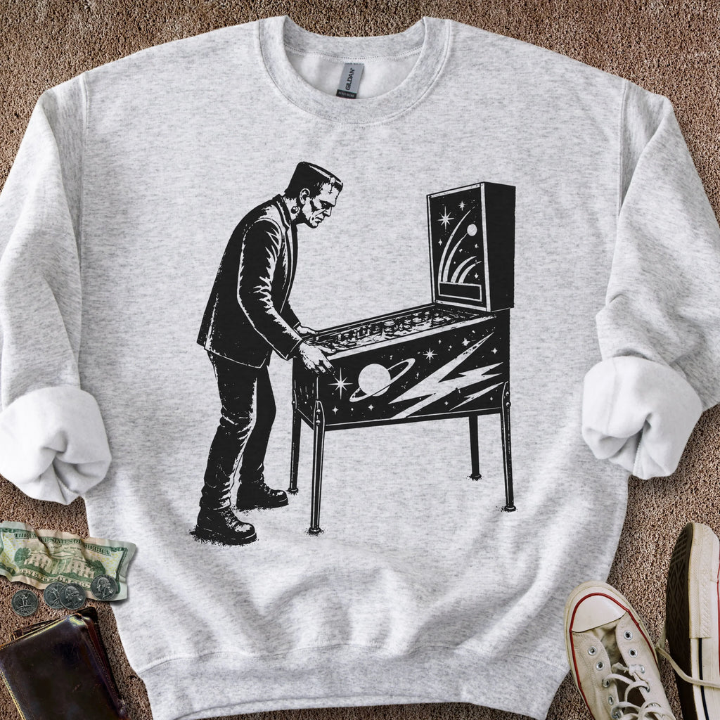 Printify Sweatshirt S / Ash Frankenstein Plays Pinball Sweatshirt
