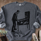 Printify Sweatshirt S / Dark Heather Frankenstein Plays Pinball Sweatshirt