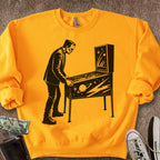 Printify Sweatshirt S / Gold Frankenstein Plays Pinball Sweatshirt
