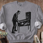 Printify Sweatshirt S / Graphite Heather Frankenstein Plays Pinball Sweatshirt