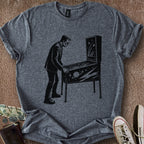 Printify T-Shirt Dark Heather / S Frankenstein Plays Pinball T-Shirt