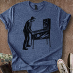 Printify T-Shirt Heather Navy / S Frankenstein Plays Pinball T-Shirt