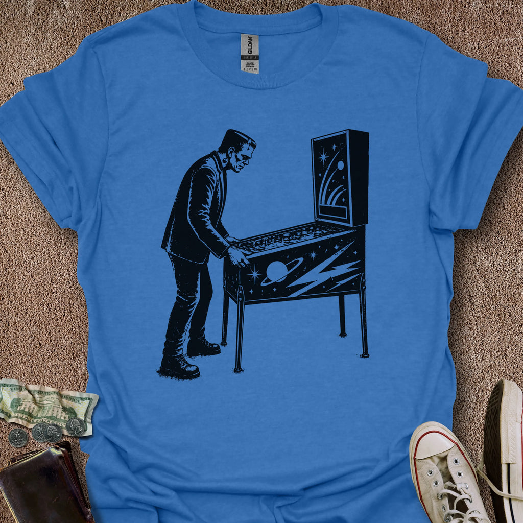 Printify T-Shirt Heather Royal / S Frankenstein Plays Pinball T-Shirt