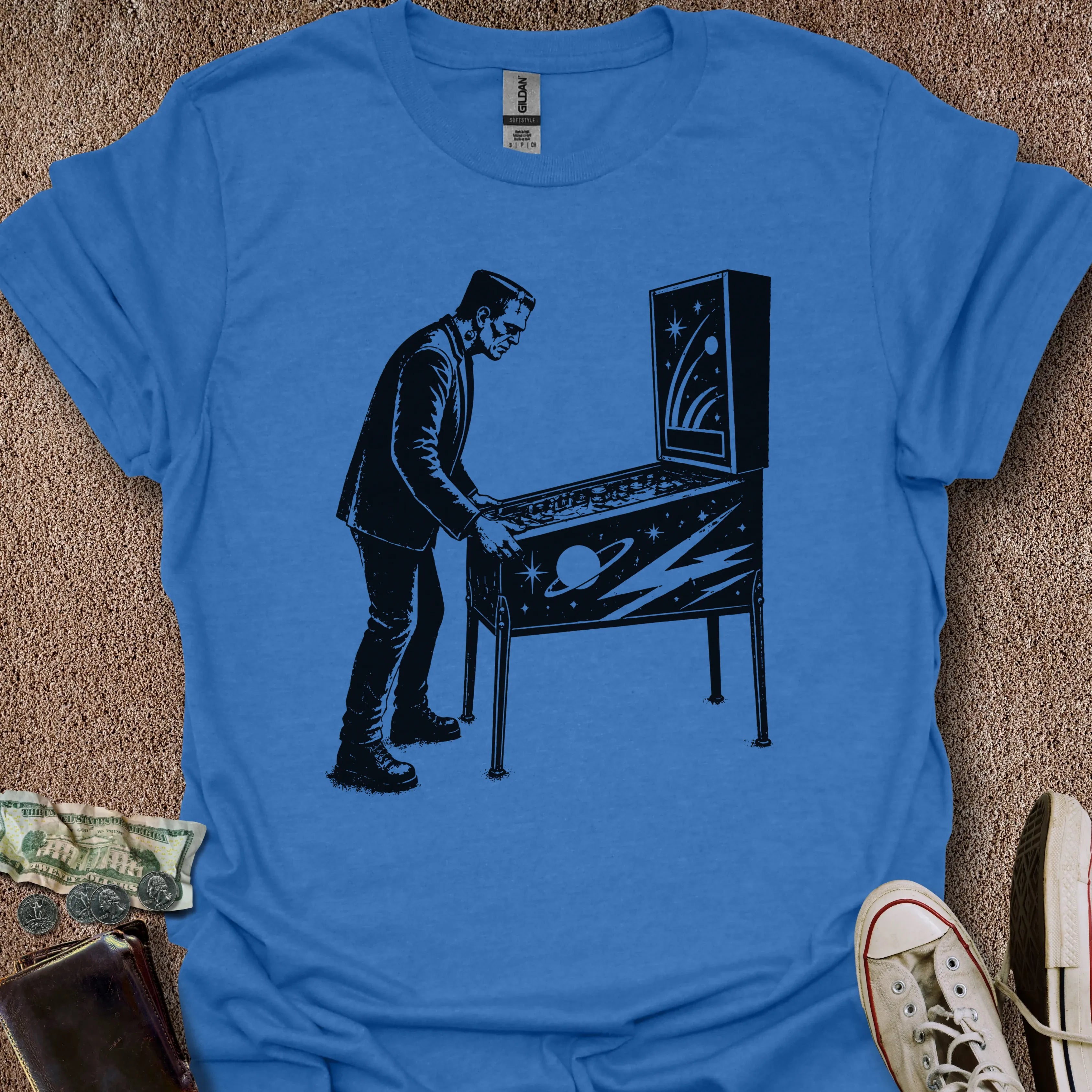 Printify T-Shirt Heather Royal / S Frankenstein Plays Pinball T-Shirt