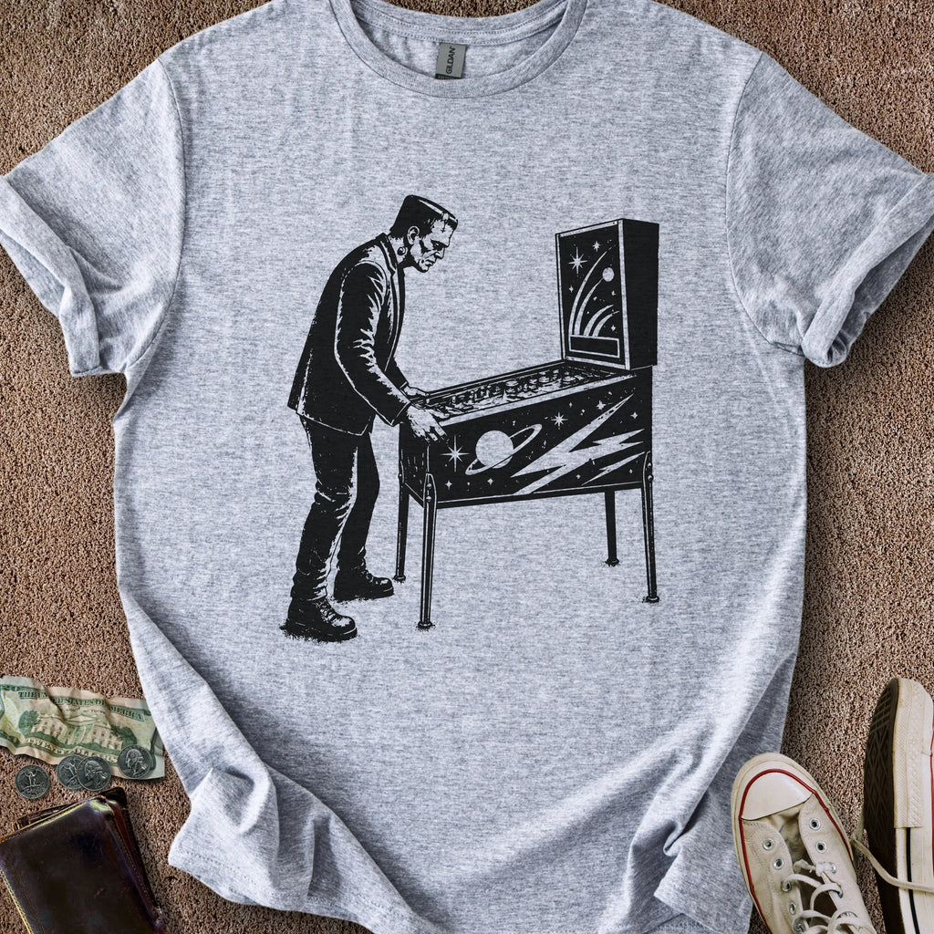 Printify T-Shirt Sport Grey / S Frankenstein Plays Pinball T-Shirt