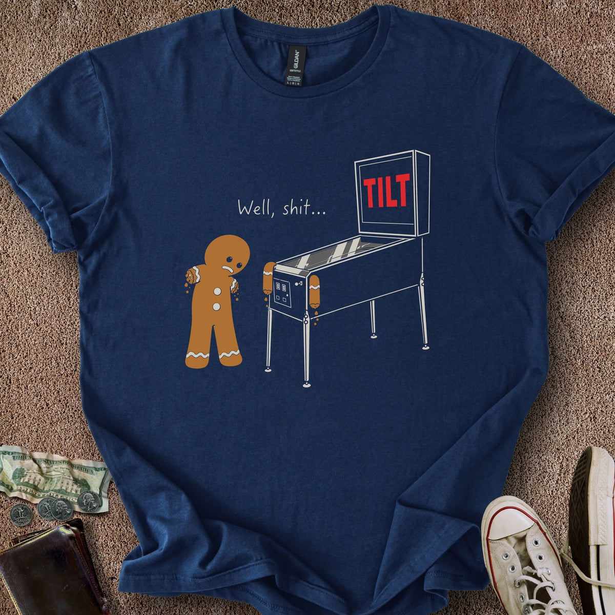 Printify T-Shirt Navy / S Gingerbread Tilt T-Shirt