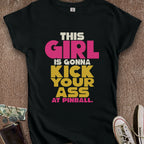 Printify T-Shirt S / Black Girl Kick Ass at Pinball Women's T-Shirt