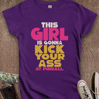 Printify T-Shirt S / Purple Girl Kick Ass at Pinball Women's T-Shirt