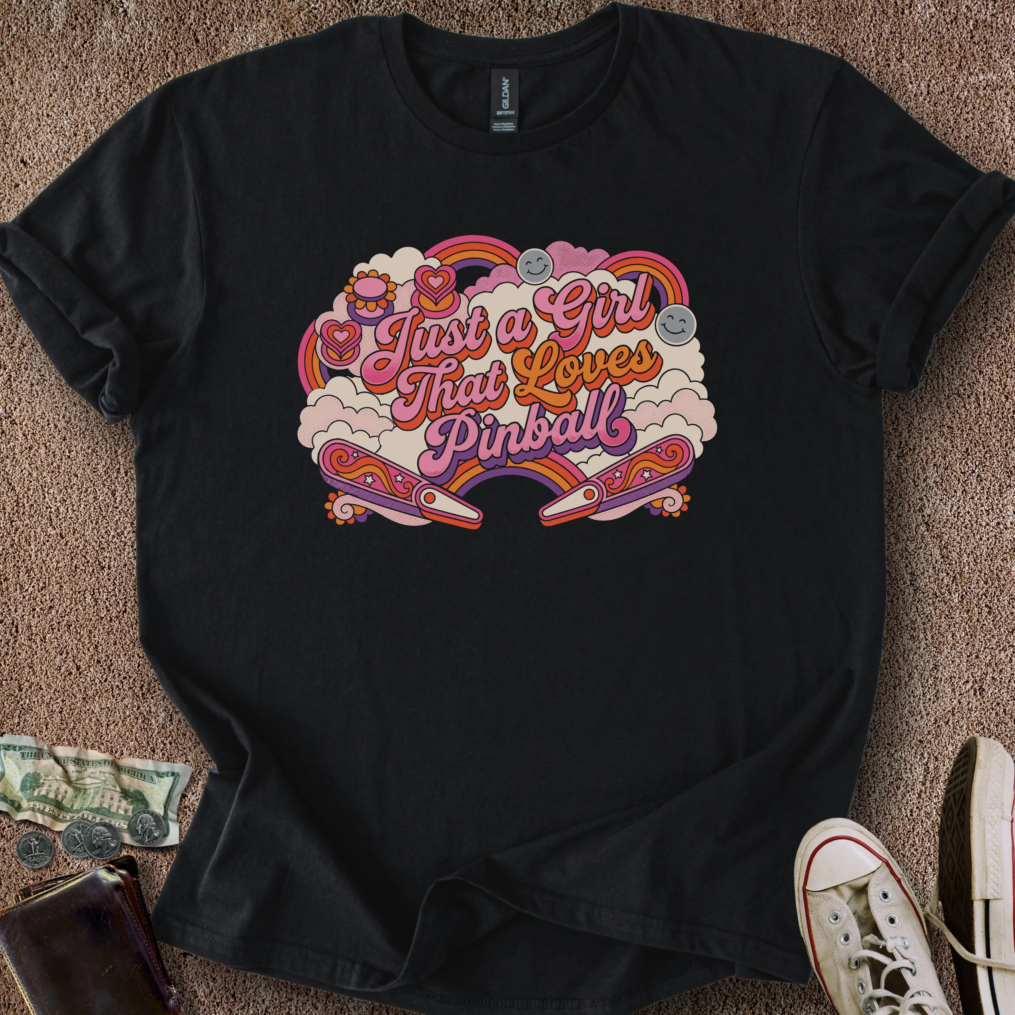 Printify T-Shirt Black / S Girl That Loves Pinball T-Shirt