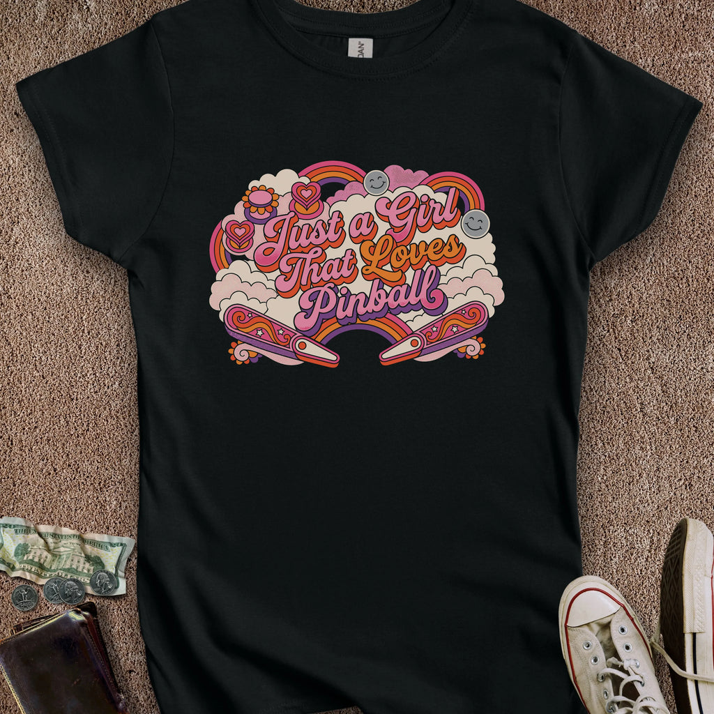 Printify T-Shirt S / Black Girl That Loves Pinball Women's T-Shirt