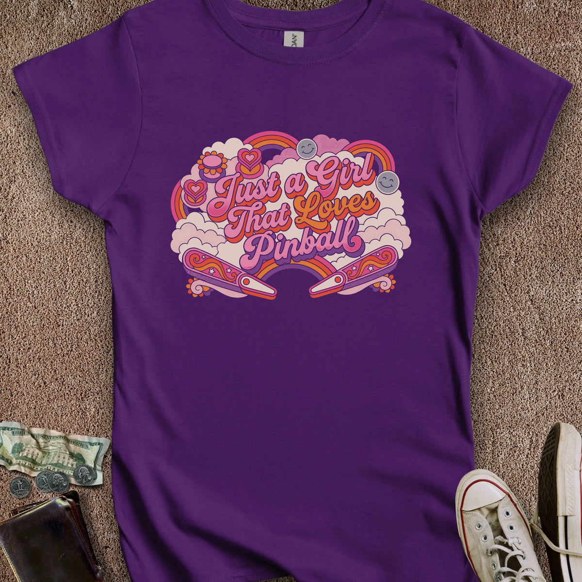 Printify T-Shirt S / Purple Girl That Loves Pinball Women's T-Shirt