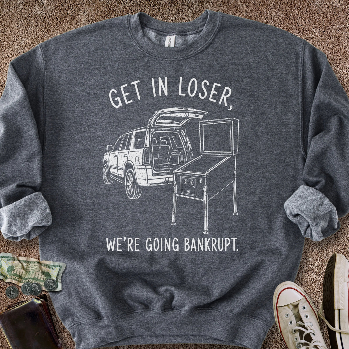 Printify Sweatshirt S / Dark Heather Going Bankrupt Sweatshirt