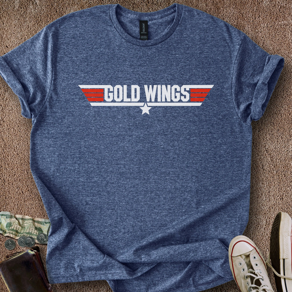 Printify T-Shirt Heather Navy / M Gold Wings T-Shirt