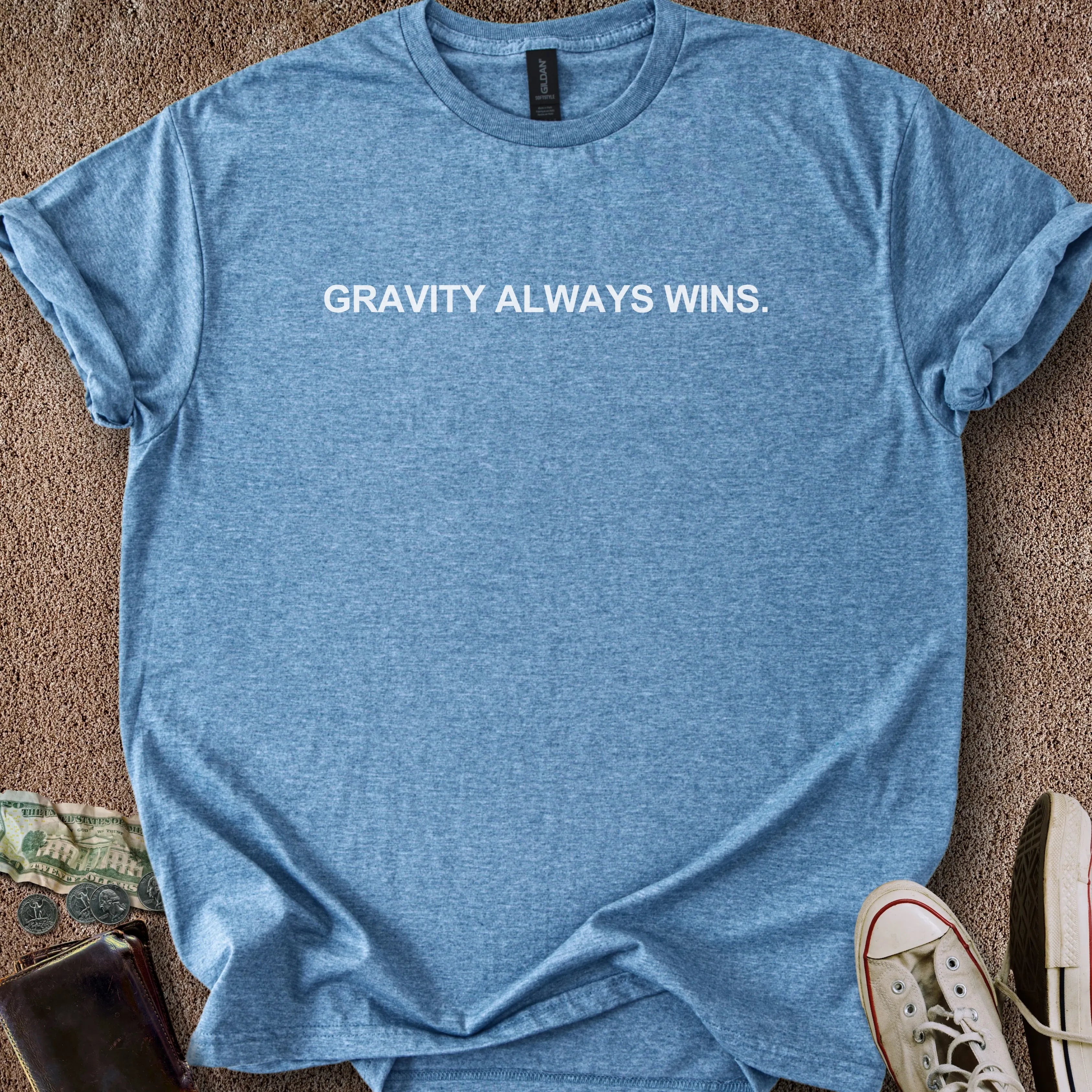Printify T-Shirt Heather Indigo / S Gravity Always Wins T-Shirt
