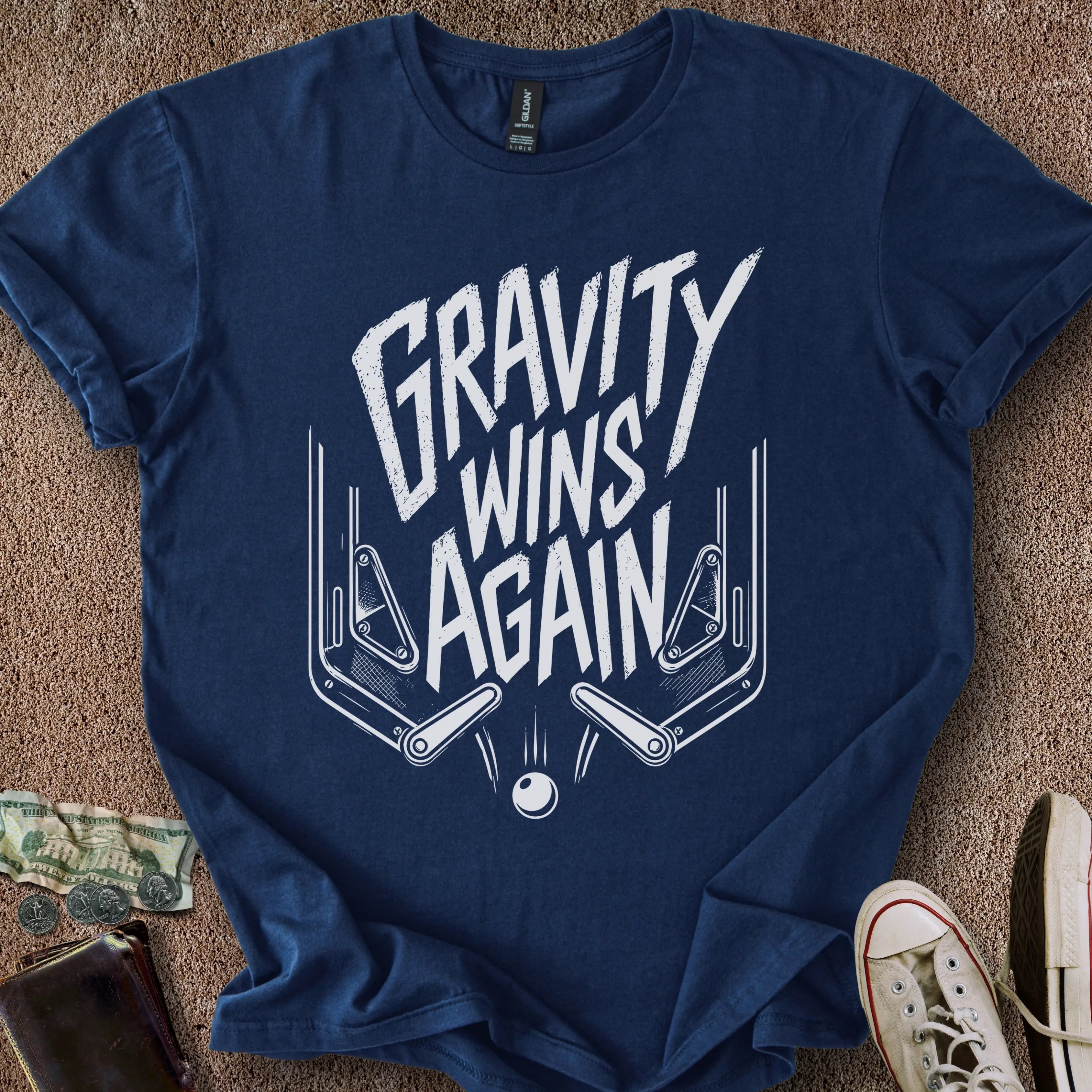 Printify T-Shirt Navy / S Gravity Wins Again T-Shirt
