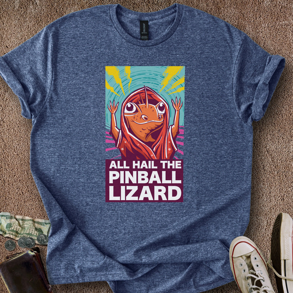 Printify T-Shirt Heather Navy / M Hail Pinball Lizard T-Shirt
