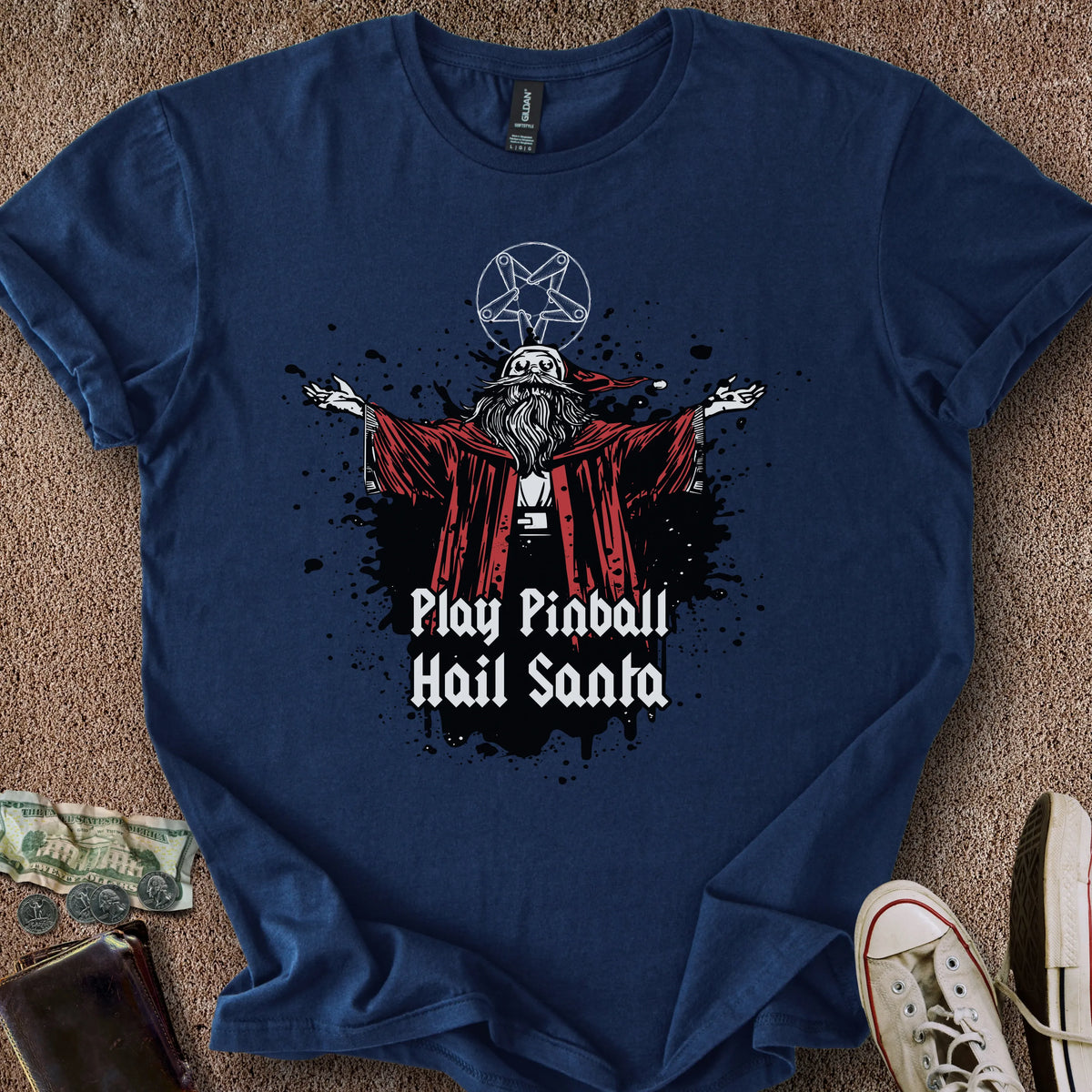 Printify T-Shirt Navy / S Hail Santa T-Shirt