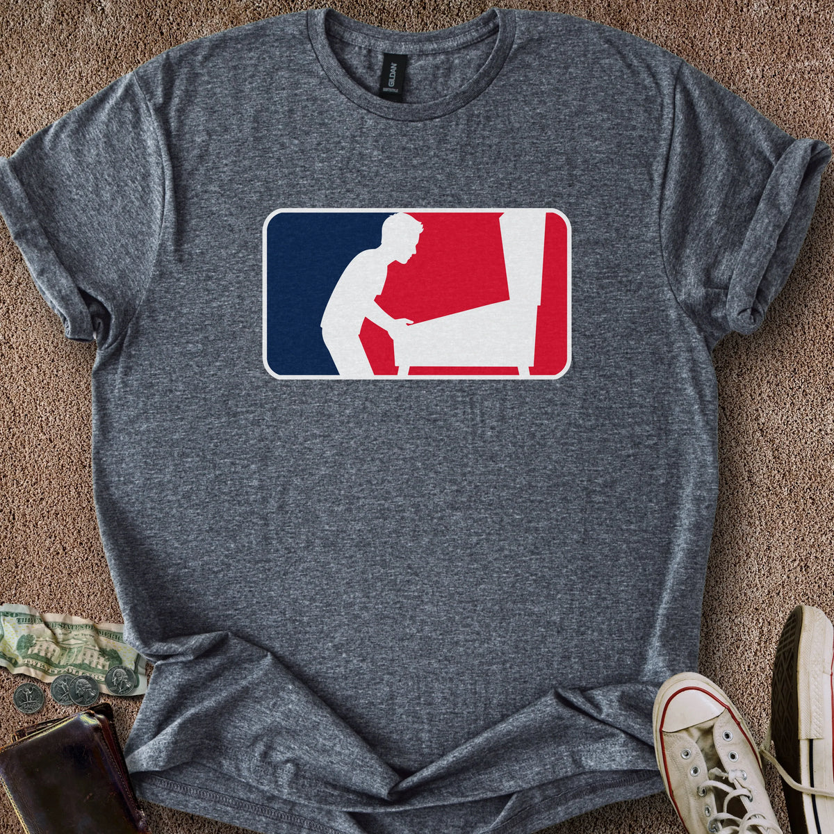 Printify T-Shirt Dark Heather / S Hatless Pinball Sports Logo T-Shirt