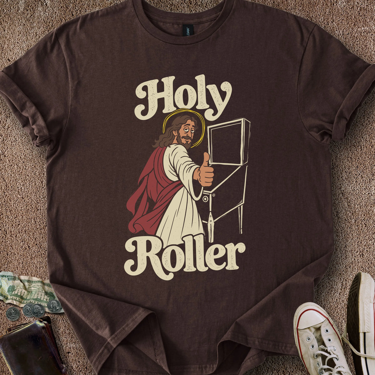 Printify T-Shirt Dark Chocolate / S Holy Roller T-Shirt