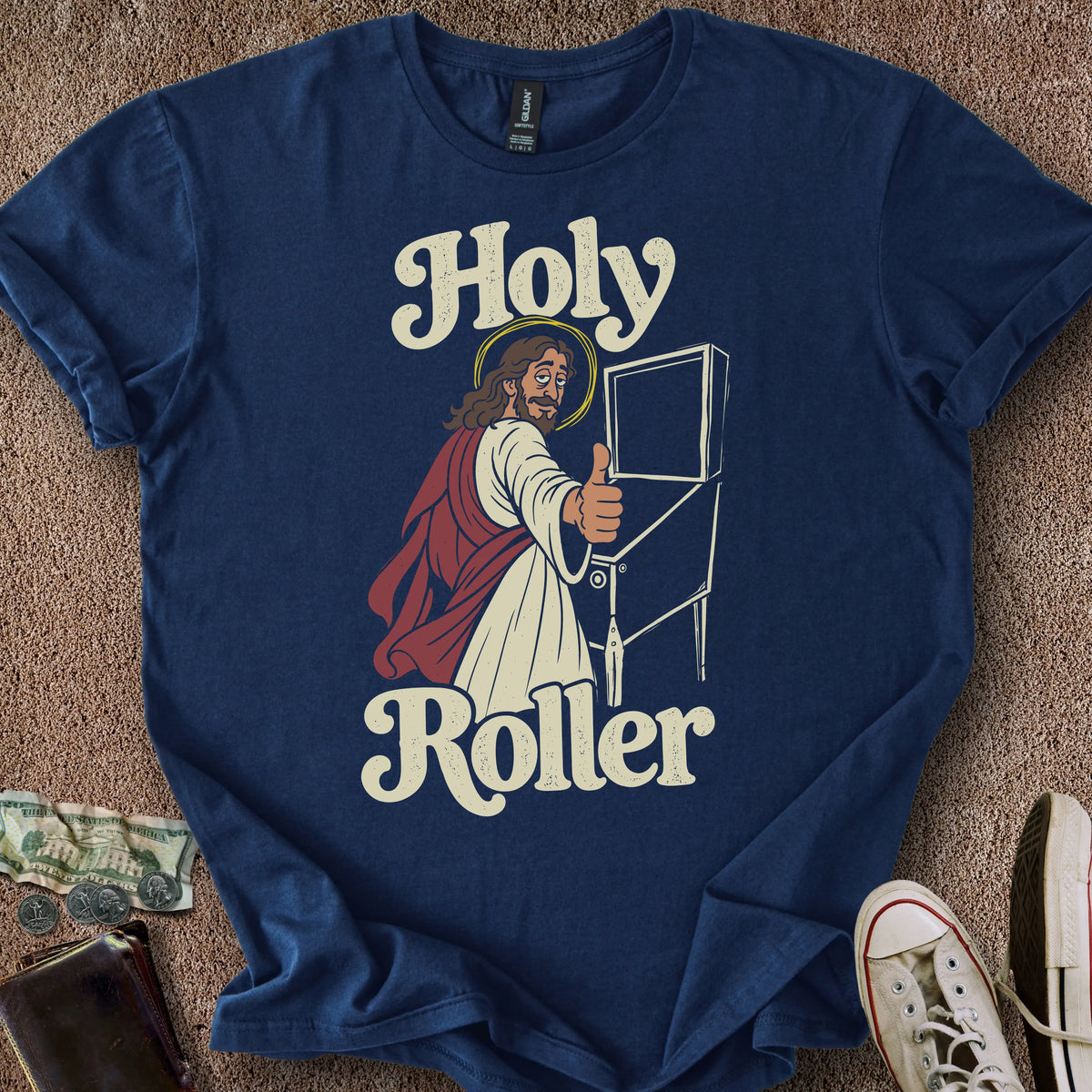 Printify T-Shirt Navy / S Holy Roller T-Shirt