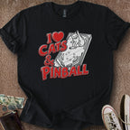 Printify T-Shirt Black / S I ❤️ Cats & Pinball T-Shirt