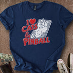 Printify T-Shirt Navy / S I ❤️ Cats & Pinball T-Shirt