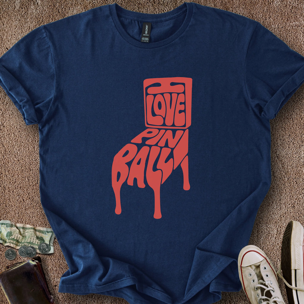 Printify T-Shirt Navy / S I Love Pinball T-Shirt