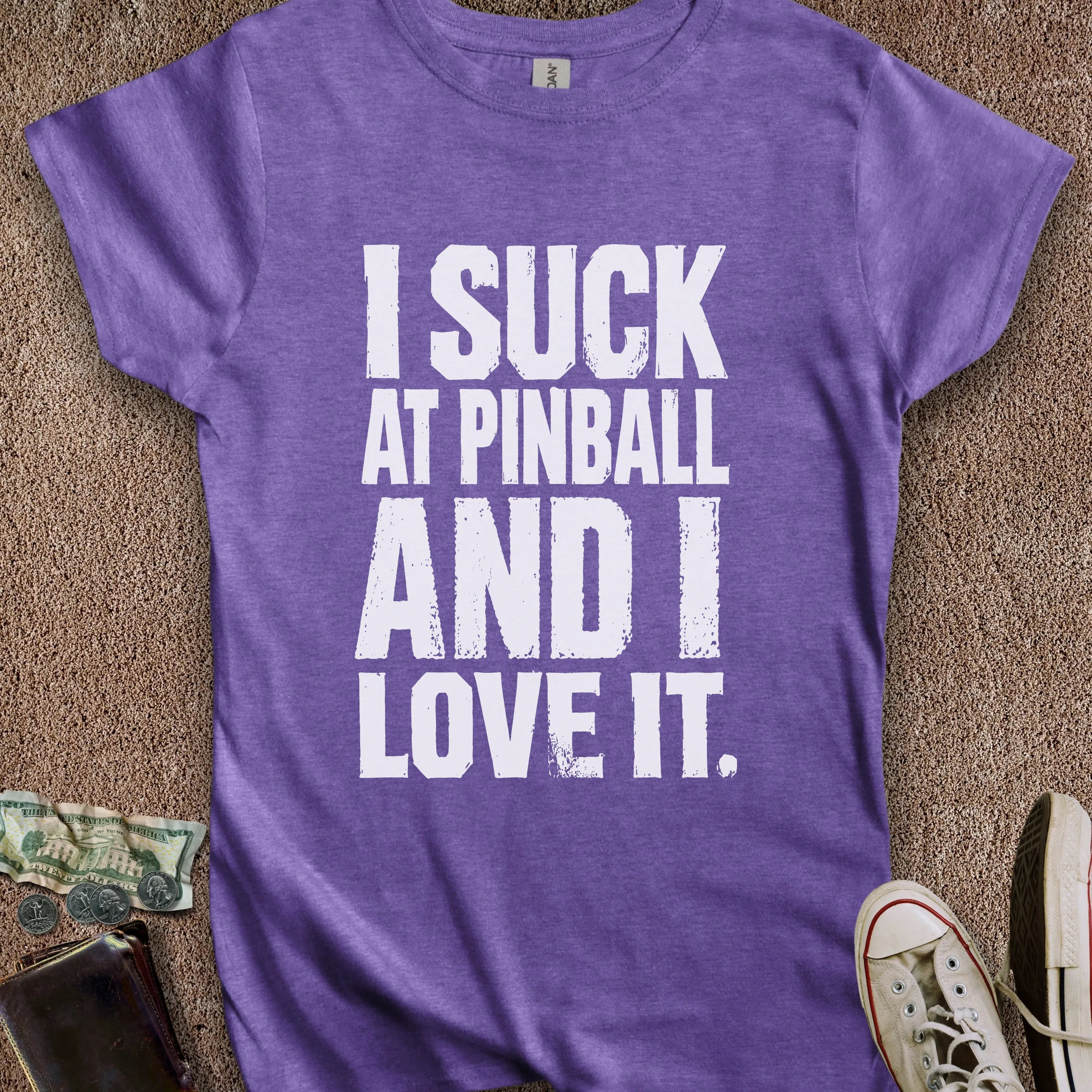 Printify T-Shirt S / Heather Purple I Suck at Pinball Women's T-Shirt