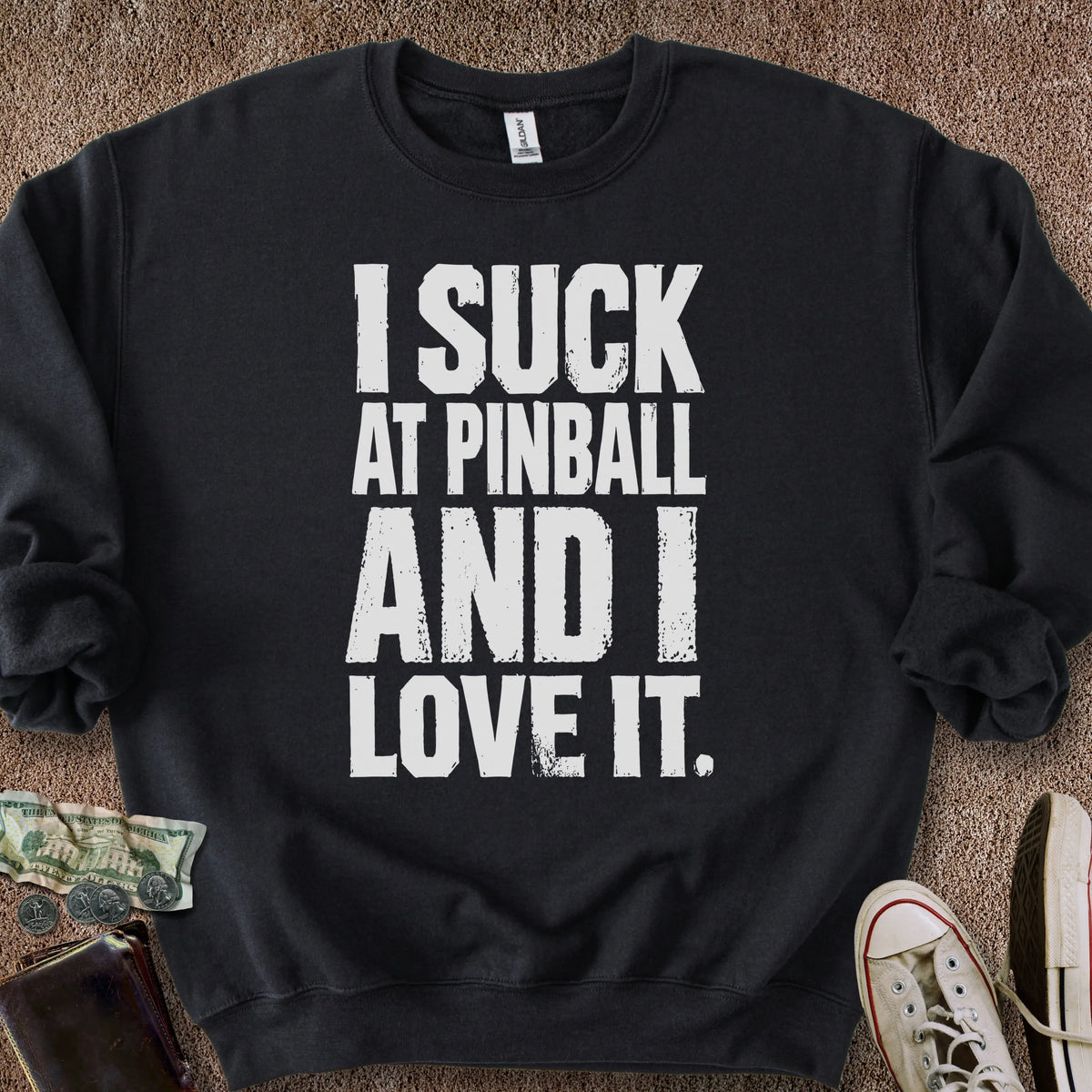 Printify Sweatshirt S / Black I Suck @Pinball Sweatshirt