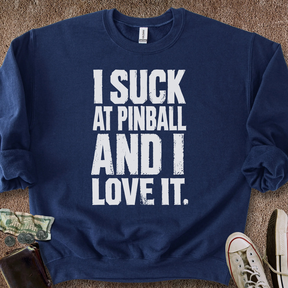 Printify Sweatshirt S / Navy I Suck @Pinball Sweatshirt