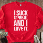 Printify Sweatshirt S / Red I Suck @Pinball Sweatshirt