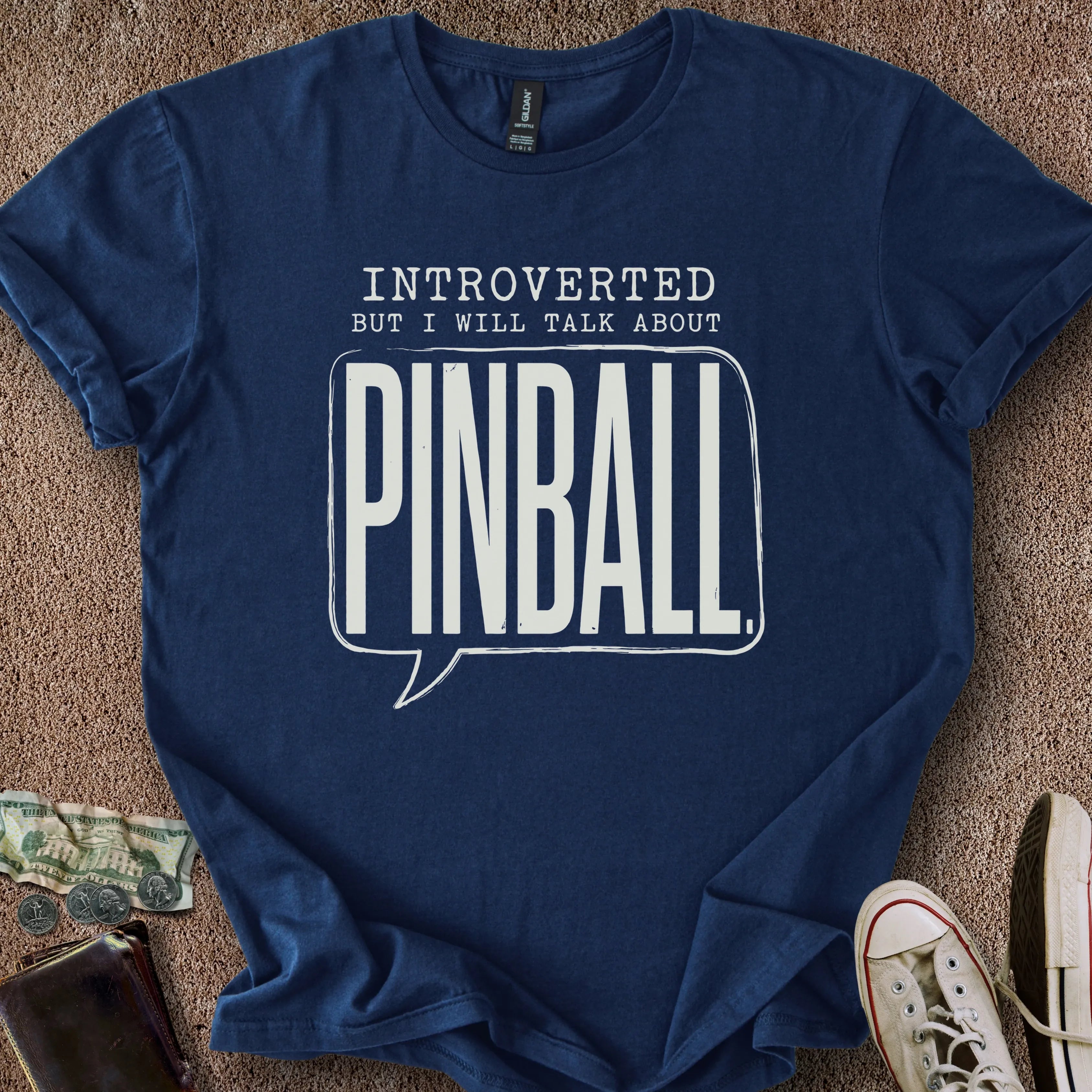 Printify T-Shirt Navy / S Introverted Pinball T-Shirt