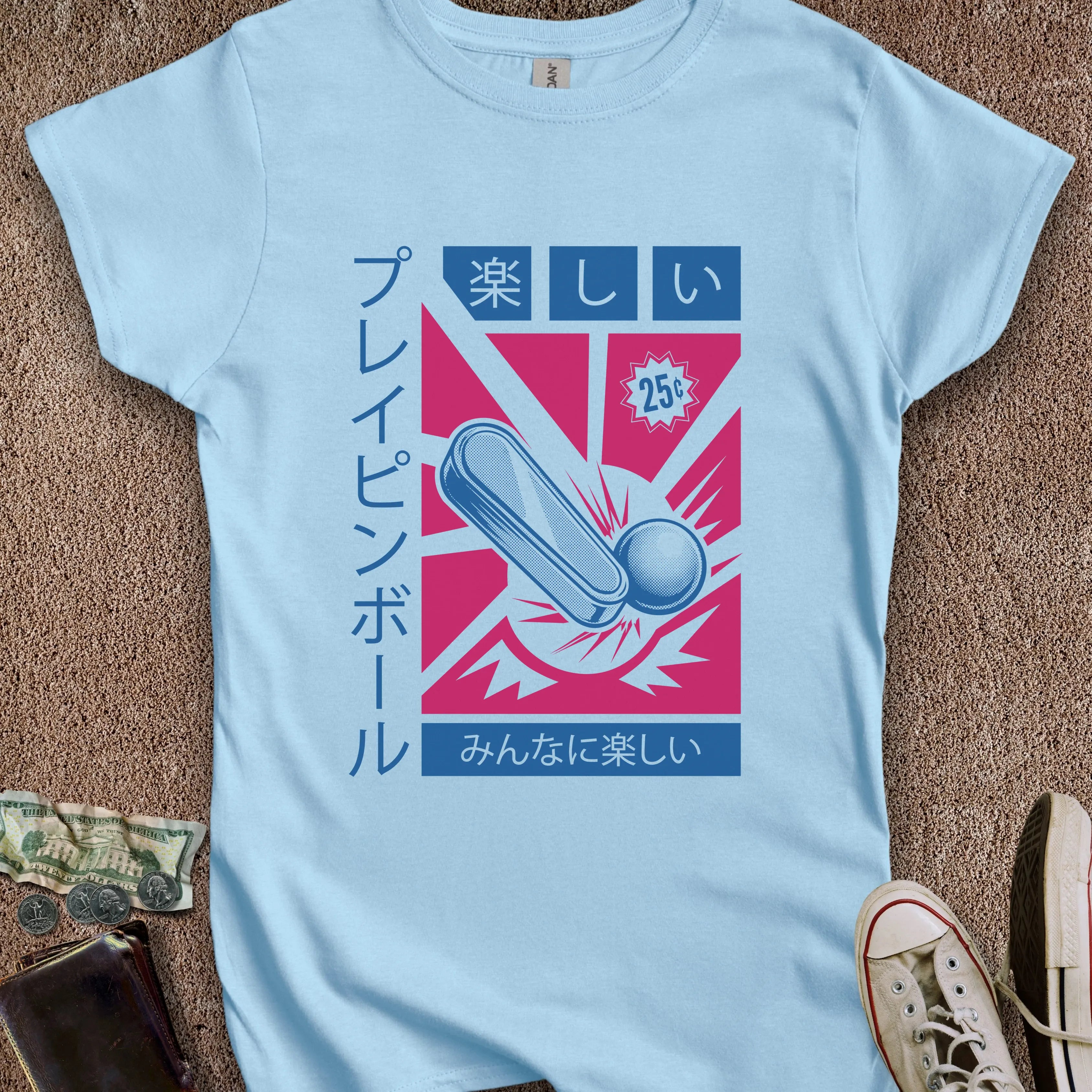 Printify T-Shirt S / Light Blue Japanese Pinball Women's T-Shirt
