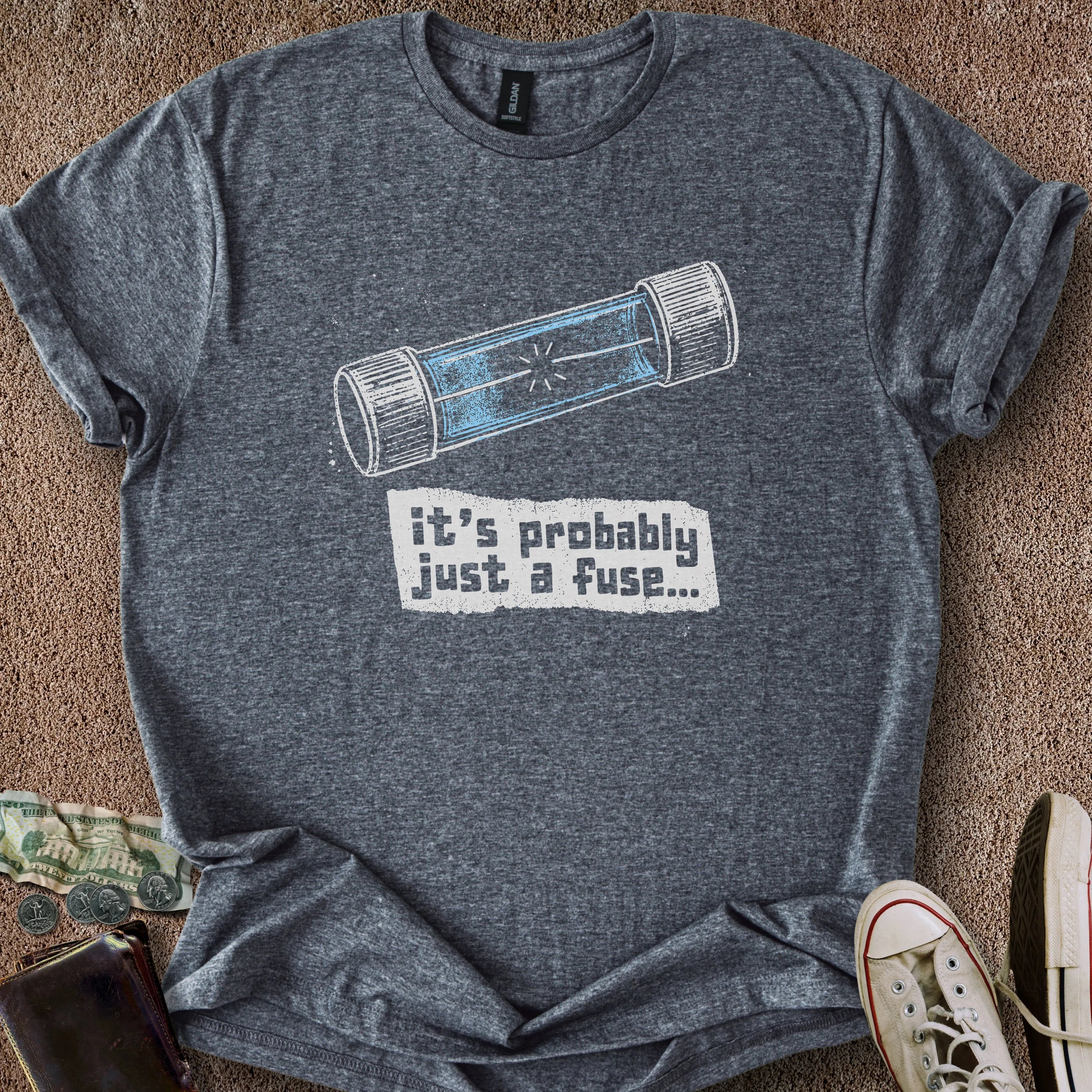 Printify T-Shirt Dark Heather / S Just a Fuse T-Shirt
