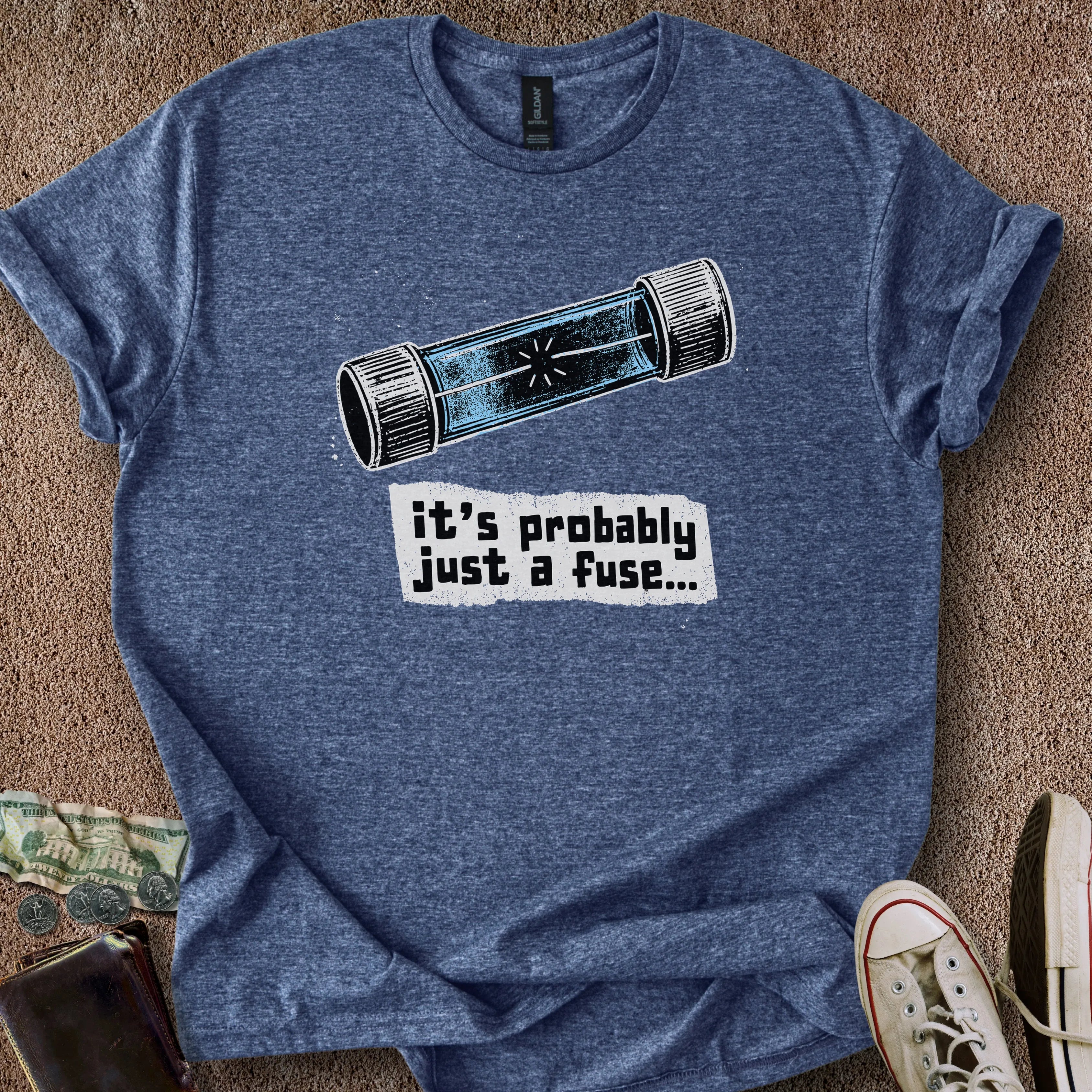 Printify T-Shirt Heather Navy / S Just a Fuse T-Shirt