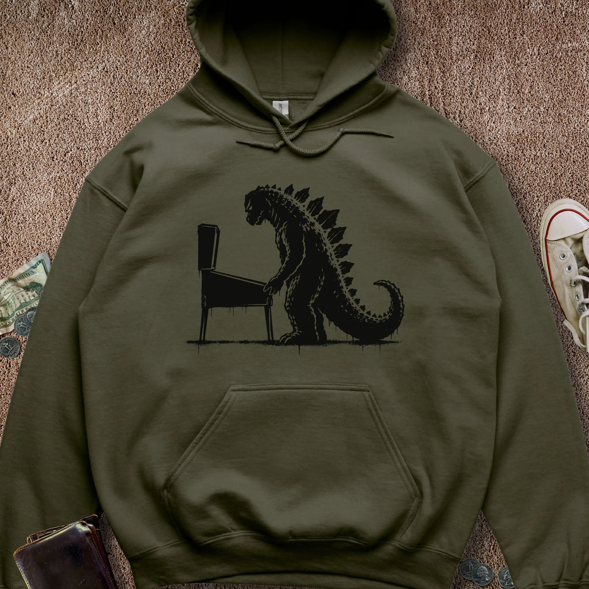 Printify Hoodie Military Green / S Kaiju Pinball Hoodie