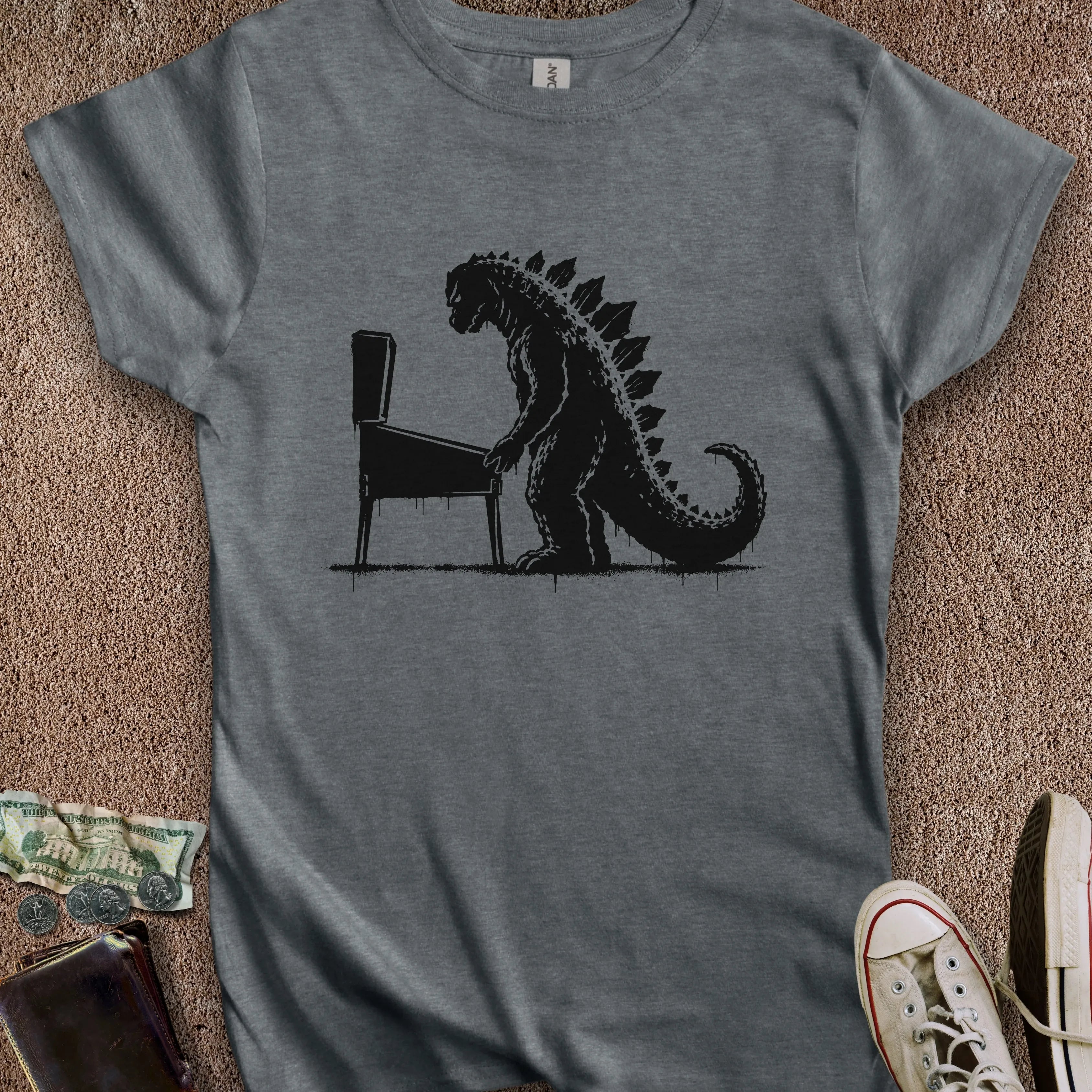 Printify T-Shirt S / Dark Heather Kaiju Playing Pinball Women's T-Shirt